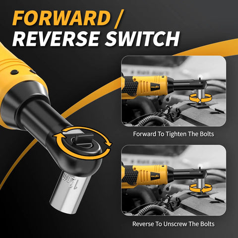 Cordless Three-Eighths Inch Ratchet Wrench Set With 45 Ft Lbs Torque And Variable Speed Up To 550 RPM, 16.8 Volt Power Tool For Auto Maintenance, Easy Nuts And Bolts Tightening And Removal, forward reverse switch