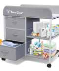 Must Have Portable Baby Changing Table With Waterproof Pad And Diaper Station Dresser Style Organizer with toys and essentials.