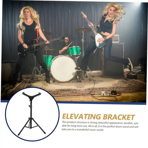 Killer Portable Aluminum Drum Stand And Snare Practice Rack Featuring Rock Solid Wide Base Plus Lightweight Heavy Duty Dumb Drum Holder for band on stage.