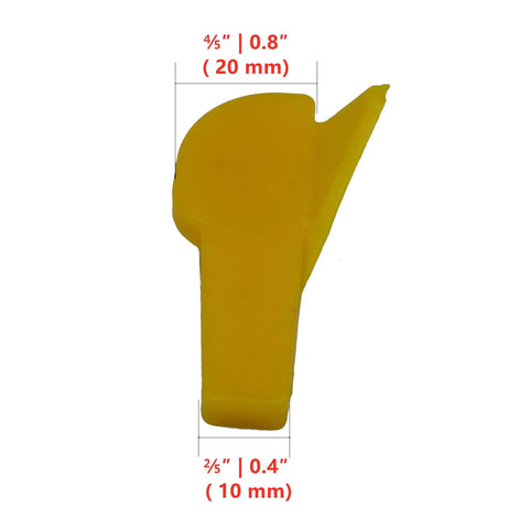 Side view of a yellow nylon insert from Pro Grade Tire Changer Nylon Insert Kit for Duck Head Mount Demount Tools Rim Edge Protector.