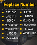 Part number list for 6 Piece Oil And Lube Filter Set For Freightliner And Western Star Trucks Fits 114SD 122SD Cascadia L6 Engines