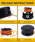 Reload instructions for Trimmer Head Replaces Speed Feed 400 For Shindaiwa String Trimmers showing four steps