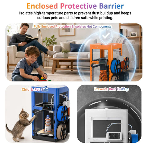 Badass Laser Cut Acrylic Enclosure Kit For Flashforge 3D Printer Dust Shroud Safety Cover Upgrade Mod With Full Hardware Pack And Quick Guide for child-safe setup and dust prevention.