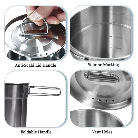Two In One Camping Cup Set With 33oz Big Cup And 24oz Small Cup, 304 Stainless Steel Food Grade Cups, Vented Lid details