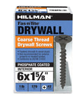 190 Pack Coarse Thread Drywall Screws 6 By One And A Half Inch Phillips Bugle Head Sheetrock Fasteners Black Phosphate Carbon Steel Heavy Duty Wall Anchors Delivers Badass Holding Power On Wood Studs For No Sweat Installation packaging with screws inside.
