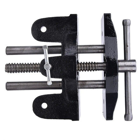 Premium Cast Iron Table Vise With Quick Opening Woodworking Clamp Tool featuring durable steel body and release handle.