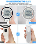 Rechargeable Lighted Magnifying Glass 30X 4.7 Inch Handheld Loupe With USB Charge and 21 LED compared with another magnifier