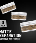 Matte Separation Workable Hair Wax For Men With Beast Hold And Anti Humidity Travel Friendly 3 Pack Provides Definition Without Shine