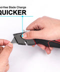 Heavy Duty Box Cutter Retractable Knife With 2 In 1 Cutting Modes, Auto Retracting Safety Knife And 3 Position Lock, Zinc Alloy Build, Blade Storage, Includes 3 SK4 Blades For Tough Jobs, tool-free blade change