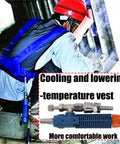 Essential Welding Cooling Vest For Industrial Workers In Extreme Heat, blue vest with cooling system, worn by worker in red helmet.