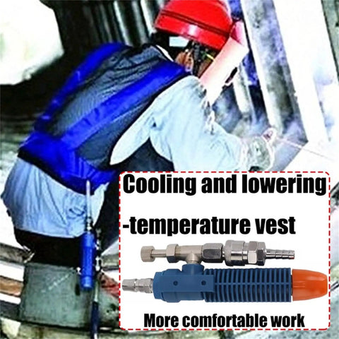 Essential Welding Cooling Vest For Industrial Workers In Extreme Heat, blue vest with cooling system, worn by worker in red helmet.