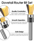 Weekend Warrior Approved Dovetail Router Bit Set Two Piece Pack with quarter inch shank and tungsten carbide cutting heads.
