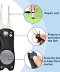 Heavy duty divot tool from Golf Towel And Club Brush Set With Clip 16x24 Microfiber Towels Two Black Towels Plus Retractable Zip Line Brush