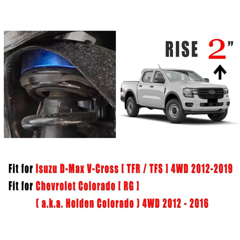 Heavy Duty 2 Inch Front Suspension Lift Kit For Isuzu D Max Mu X 2012 To 2025 Cnc Machined Aluminum Strut Spacers close-up view of strut.