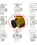 10 Pack Must Have Brass 3/8 Inch Compression Cap Fittings For Sink Shutoff Angle Stop Valves With Sealing Rubber Gasket Washers, Plumbing Repair Kit For Toilets Faucets Dishwashers And Under Sink Lines, with 3/8 comp caps