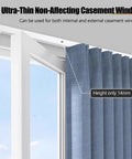 Invisible Ultra Thin Ceiling Curtain Track With Aluminum Rail And Hooks, Silent No Drill Single Curtain Rod For Living Room Bedroom Balcony And Hospital Use, 1.2m Black on casement window, 14mm height