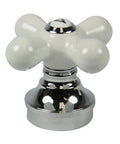 Fix Up Your Old Tub Shower Faucet With This Cross-Arm Three Handle Rebuild Valve Trim Kit Designed For Pfister Contempera Contessa Models Comes With All Stems Seats Flanges Handles And Wrench In White Chrome knob detail
