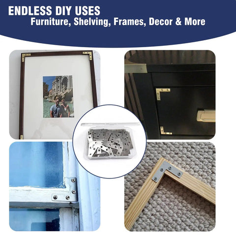 Heavy Duty Steel L Shape Corner Brackets 1.5 Inch Rock Solid Furniture Shelf Braces With Mounting Screws For Cabinet Table Woodworking And Straightforward DIY Projects 50 Pack used in various DIY applications.