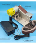 Mini Electric Belt Sander Kit For DIY Enthusiasts Multifunctional Tool Combines Grinding Polishing And Sharpening Compact Desktop Polisher With Knife Sharpener Accessory Set Easy Setup with motor and sanding belts