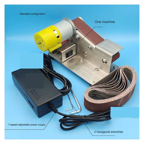 Mini Electric Belt Sander Kit For DIY Enthusiasts Multifunctional Tool Combines Grinding Polishing And Sharpening Compact Desktop Polisher With Knife Sharpener Accessory Set Easy Setup with motor and sanding belts