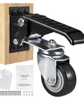 Heavy Duty Retractable Workbench Casters For Shop Tables Featuring Two Point Five Inch Urethane Wheels With Six Sixty Pound Rock Solid Hold.