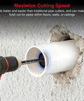 Inside Pipe Cutter For PVC Pipe With Diamond Grit Blade In Use Cutting Pipe Within Wall Installed On Drill