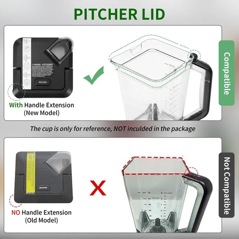 Replacement Lid For 72 Oz Blender Pitcher Compatible With A Wide Range Of Models With A Snap Tight Seal No Spill Keeps Your Blends Fresh And Ready For Everyday Kitchen Use And Quick Grab And Go Smoothies, clear polycarbonate lid with handle extension