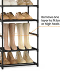 Narrow 10 Tier Shoe Rack For Small Spaces, Tall Entryway And Closet Organizer Holds 20 To 24 Pairs Shoes, Stackable with adjustable shelves for boots.