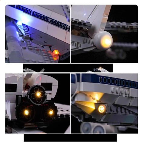 LED Lighting Kit For 10360 Space Shuttle Carrier Aircraft Lighting Set Only No Model Included, showing closeup of light effects