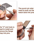 Using Stainless Steel 14mm Watch Band Pins Replacement Kit With 1.5mm Pin Diameter and 75mm Spring Bar Tool for strap repair