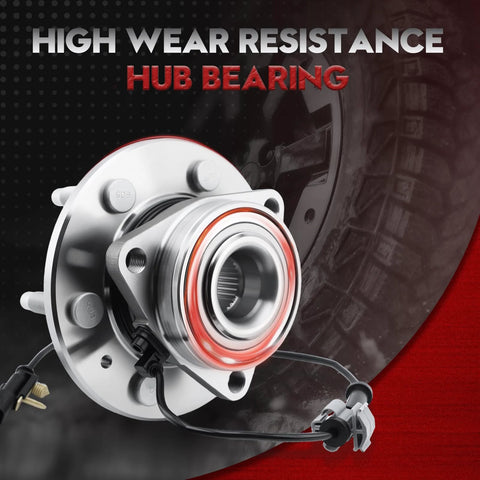 Heavy-Duty Front Wheel Bearing And Hub Assembly 4WD Fits 2014-2018 Chevy Silverado 1500, visible with ABS sensor