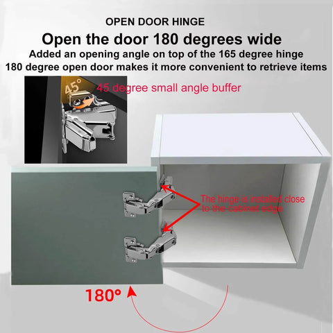 180 Degree Frameless Cabinet Hinges With Soft Close For Quiet Smooth Closure Nickel Plated Steel Concealed Hydraulic Adjustable Mechanism Full Overlay Design Durable Cold Rolled Steel No Fuss Install 2 Pack shown installed on cabinet door