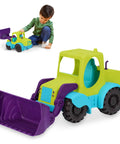 Kid playing with 18-Inch Sand Truck With Front Loader For Water Play And Beach Sand Toys, Kiddo Friendly Excavator Toy For Toddlers