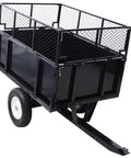 Heavy Duty Steel Dump Cart For Lawn And Garden Haul 750 Lb Capacity 22 Cubic Feet Tow Behind Utility Trailer with Mesh Sides
