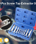 Screw Tap Extractor Set Of 10 High Speed Steel Remover Bits in blue case for stripped screws and broken head taps