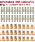 S45 Plasma Consumables 60 Piece Kit For Torch Maintenance Featuring Durable Electrode And Precision Ceramic Nozzles with multiple copper and ceramic parts.