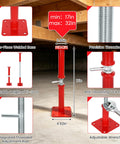Badass Heavy Duty Adjustable House Floor Jacks With 10000 Lbs Unshakeable Hold Rock Solid Screw Support Posts shown in adjustable height 17-32 in.