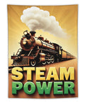 Vintage Steam Locomotive Tapestry Wall Hanging 60 By 80 Inches Durable Polyester Fabric Easy To Hang Old School Train Vibe Decor