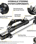 Diagram of Hydraulic Outboard Steering Cylinder Model HC5345 3 For Multi Engine Boats Up To 350 HP with components labeled