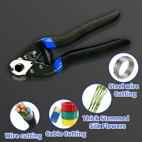 Kickass Heavy Duty Cable Cutter For 3/16 Inch Aluminum And Copper Wire Rope showing ergonomic non-slip grip and cutting edge.