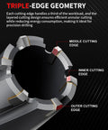 Heavy Duty Magnet Mount Carbide Tipped Annular Cutter 1/2 Inch By 1-3/8 Inch Depth showing triple-edge design for precision drilling.
