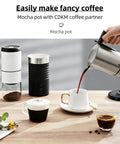Fully Automatic Mocha Coffee Pot Electric Moka Pot Stainless Steel One Touch Coffee Maker for 3 to 6 Cups pouring coffee