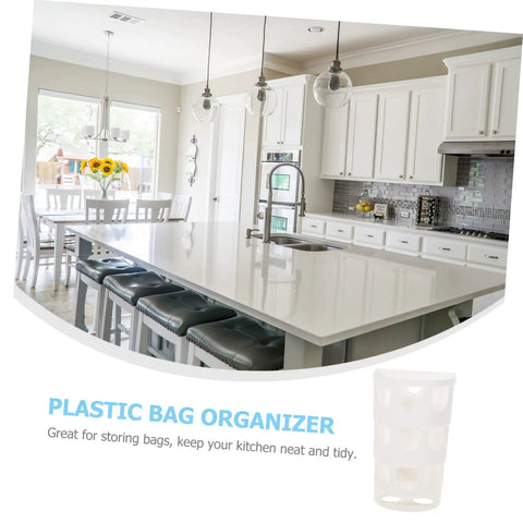 Premium Plastic Bag Dispenser With Large Multi Holes For Easy Pull Trash Roll Organizer And Grocery Sack Counter Rack To Keep Your Kitchen Crisp And Straight Up Neat