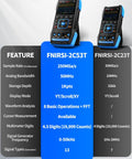 Comparison chart of FNIRSI-2C53T, showcasing key features of Upgraded Handheld Oscilloscope With Multimeter And DDS Generator, 50 MHz Bandwidth.