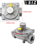Gas pressure regulator with 1/2 inch NPT fittings for LPG NG Saihisday silver metal front and side views