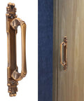 Antique Zinc Alloy Door Pull Handle For Cabinets And Drawers, shown installed on a wood door, features classic European style design.