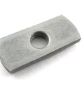 Centered Hole Sliding T Nuts For T Track Extrusions 1/4-20 Threads close-up view of metal fastener for aluminum extrusion systems
