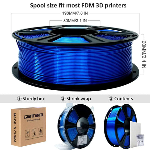 Silk Royal Blue PLA Filament 1Kg Spool 1.75mm For 3D Printing With High Detail Glossy Silk Finish Tolerance 0.03mm Ideal For Arts