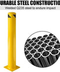 Rock Solid Steel Safety Bollard Heavy Duty Four Pack 48 Inch Tall Bright Yellow Traffic Post with durable steel construction.