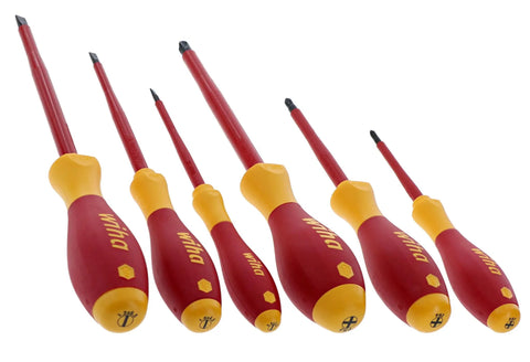 Insulated Slotted And Phillips Screwdriver Set, 1000 Volt Safety Rated, 5-Piece With SoftFinish Grip, angled view